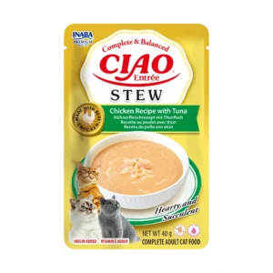 Front packaging of Ciao Entrée Stew Chicken Recipe with Tuna