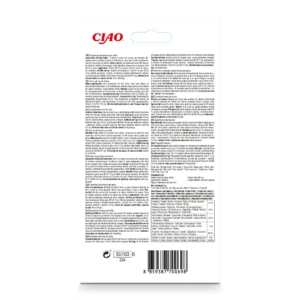 Back of Churu Chicken Recipe packaging showing ingredients and nutritional analysis.