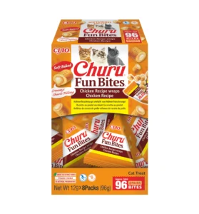 Front packaging of Churu FUN BITES Chicken Recipe wraps Chicken Recipe