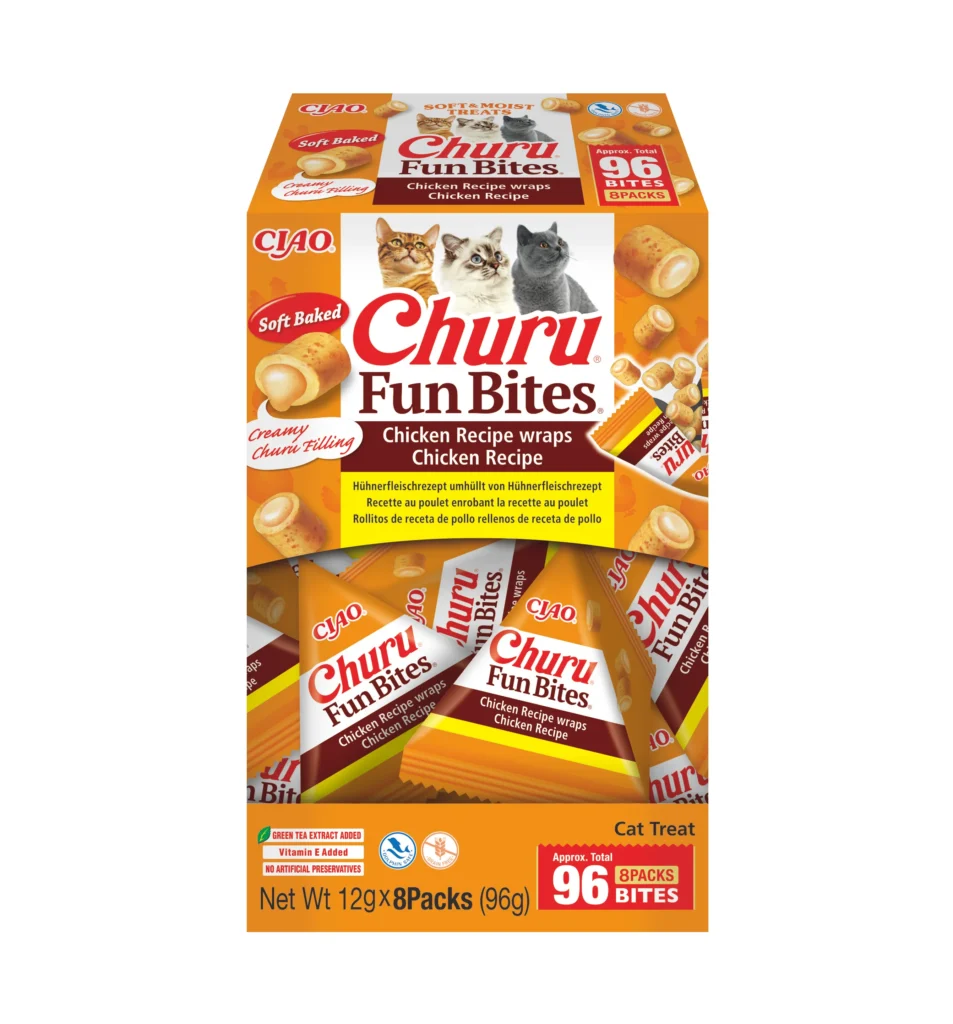 Front packaging of Churu FUN BITES Chicken Recipe wraps Chicken Recipe