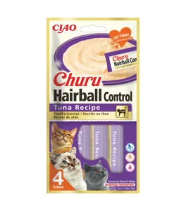 Front packaging of Churu Hairball Control Tuna Recipe