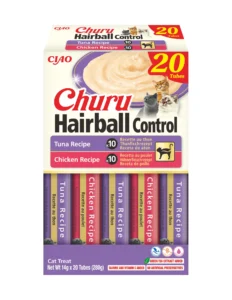 Front packaging of Churu Hairball Control Variety, 20 tubes pack.