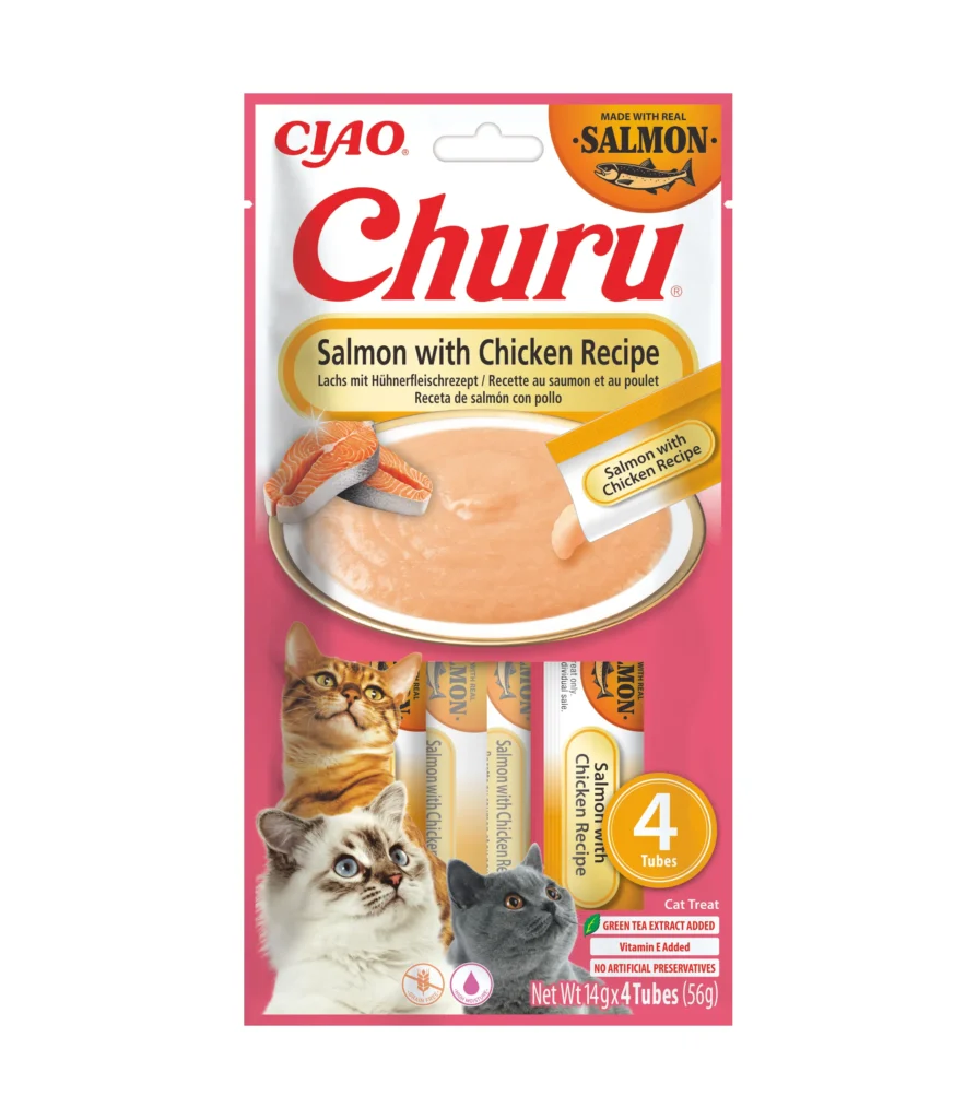 Front packaging of Churu Salmon with Chicken Recipe