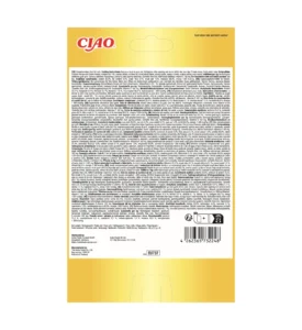 Back of Churu TIDBITS 8P Chicken Recipe with Dashi Flavour, 8 tubes pack.