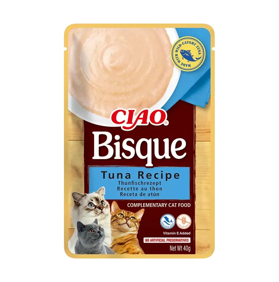 Front packaging of Ciao BISQUE Tuna Recipe