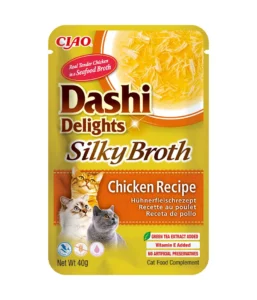 Front packaging of Dashi Delights SILKY BROTH Chicken Recipe