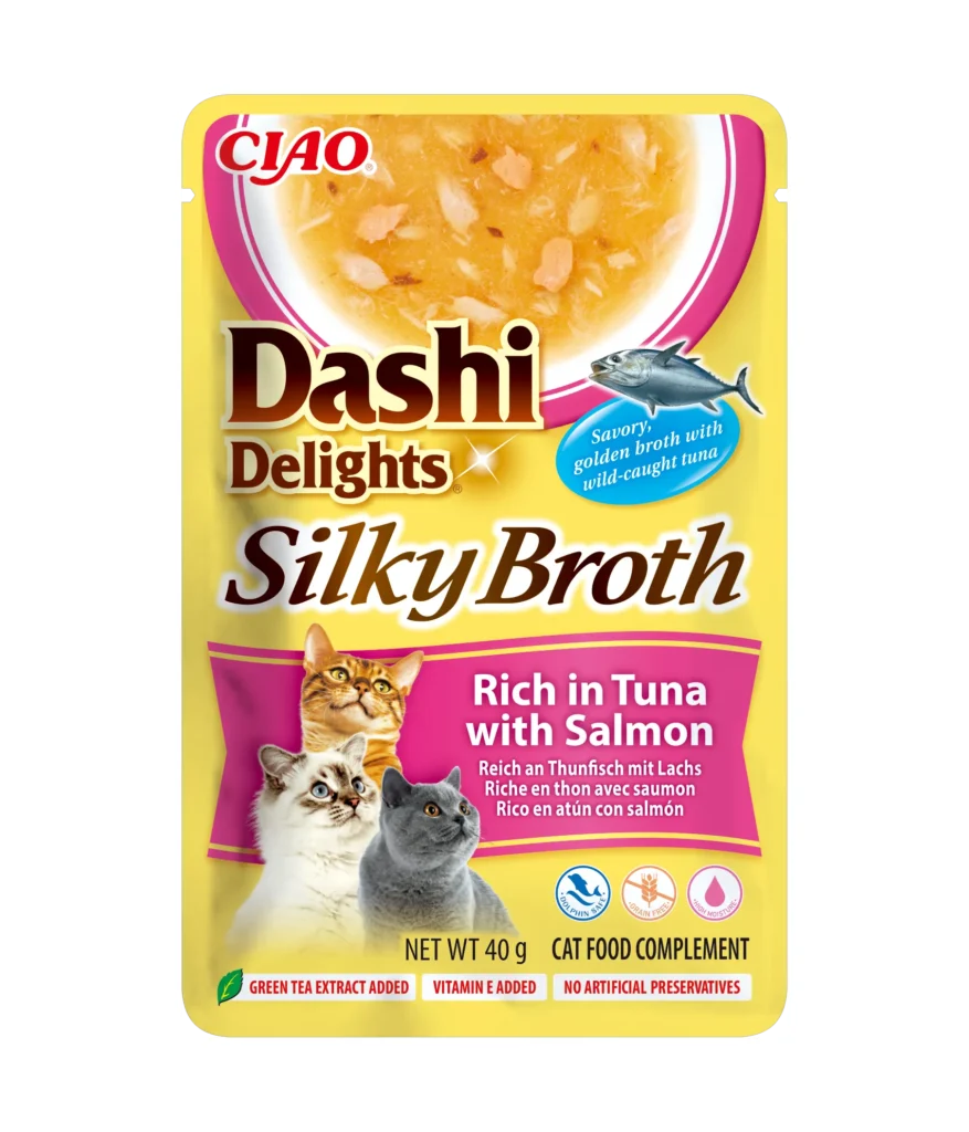Front packaging of Dashi Delights Silky Broth Rich in Tuna with Salmon