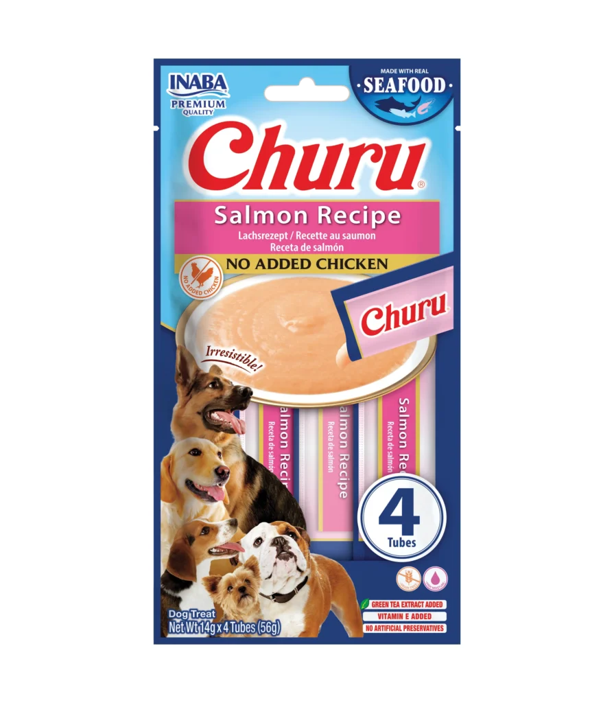 Front packaging of Dog Churu FISH Salmon Recipe