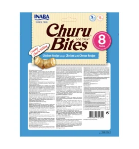 Back of Dog Churu BITES Chicken Recipe wraps Chicken with Cheese Recipe