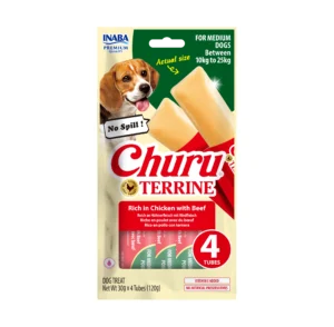 Front packaging of Dog Churu Terrine Rich in Chicken with Beef