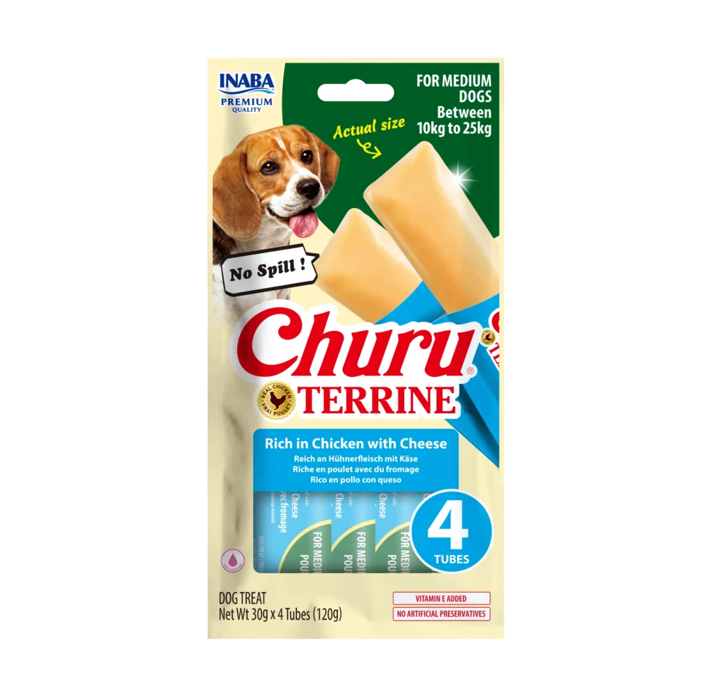 Front packaging of Dog Churu Terrine Rich in Chicken with Cheese