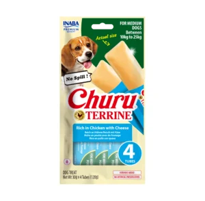 Front packaging of Dog Churu Terrine Rich in Chicken with Cheese