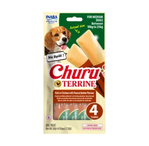 Front packaging of Dog Churu Terrine Rich in Chicken with Peanut Butter Flavour