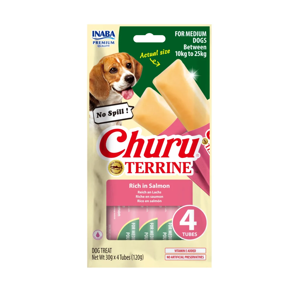 Front packaging of Dog Churu Terrine Rich in Salmon