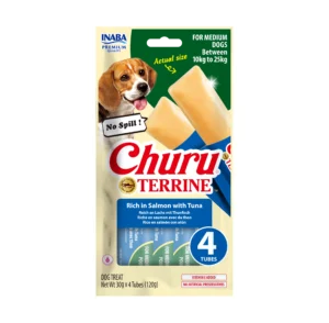 Front packaging of Dog Churu Terrine Rich in Salmon with Tuna
