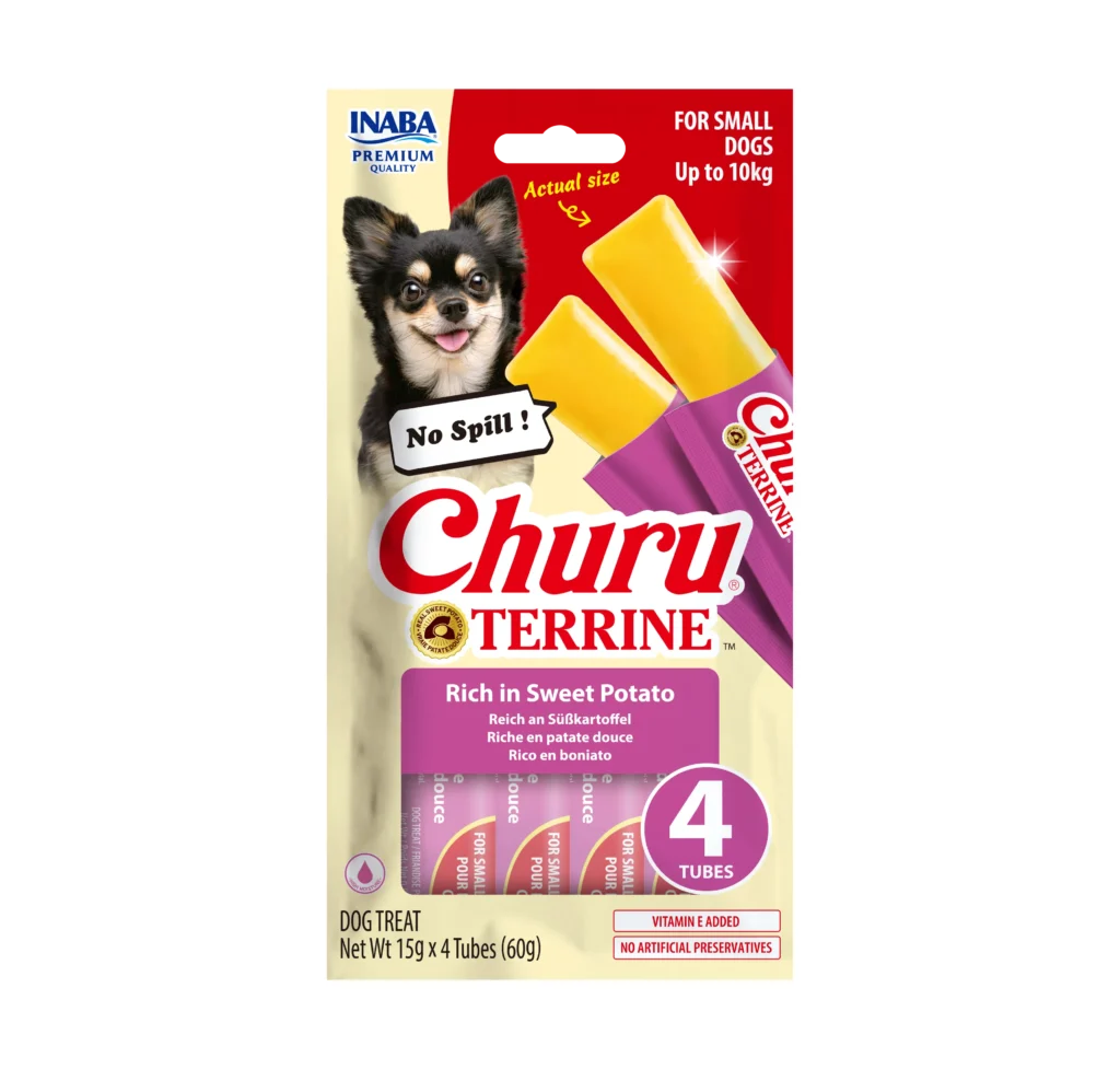 Front packaging of Dog Churu Terrine Rich in Sweet potato