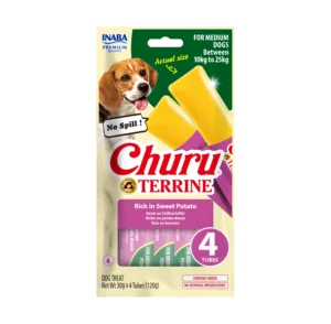 Front packaging of Dog Churu Terrine Rich in Sweet potato