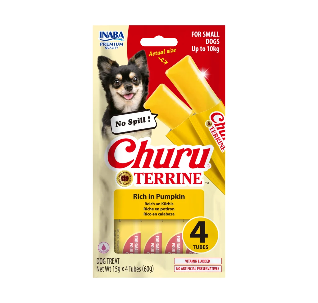 Front packaging of Dog Churu Terrine Rich in pumpkin