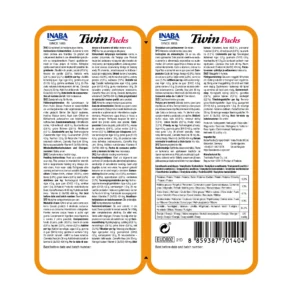 Back of Inaba TWIN PACKS Chicken with Vegetables & Beef Recipe in Chicken Broth