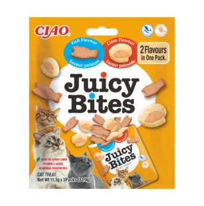 Front packaging of JUICY BITES Fish Flavour & Clam Flavour